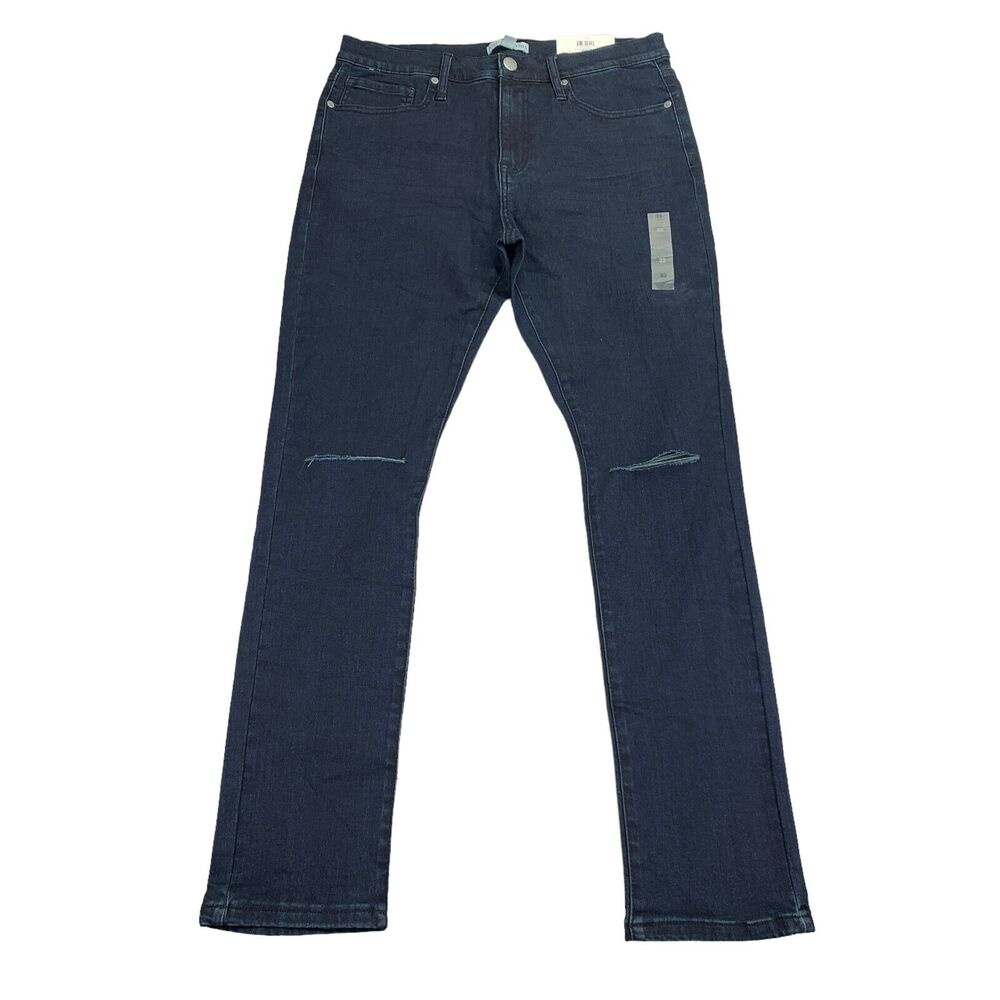 And Now This Mens Skinny Fit Stretch Pearson Destroyed Jeans Dark Blue 33